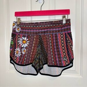 INKnBURN Red Purple Tribal Floral Athletic Short Sz 8 *Flawed* Athletic Running